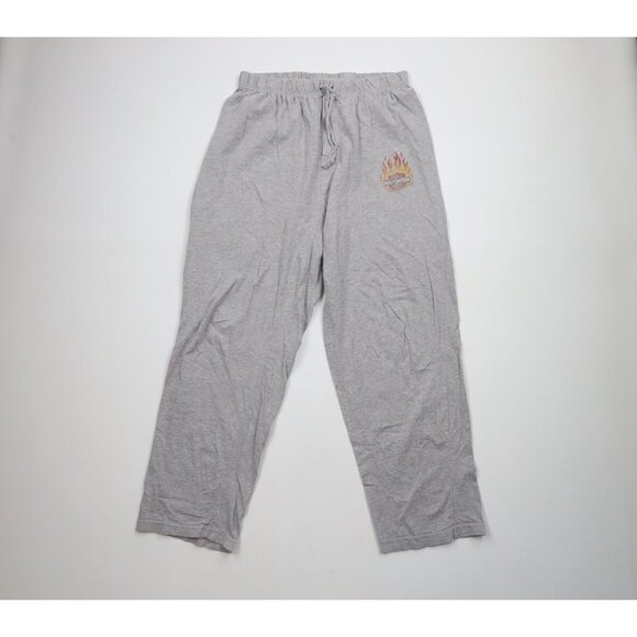 Vintage Harley Davidson Mens Large Faded Spell Out Fire Flames Wide Leg Pants